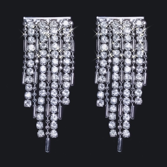 Jewelry - Silver Tone and CZ Fringe Earrings